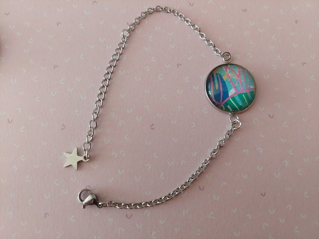 Bracelet cabochon Feuille color