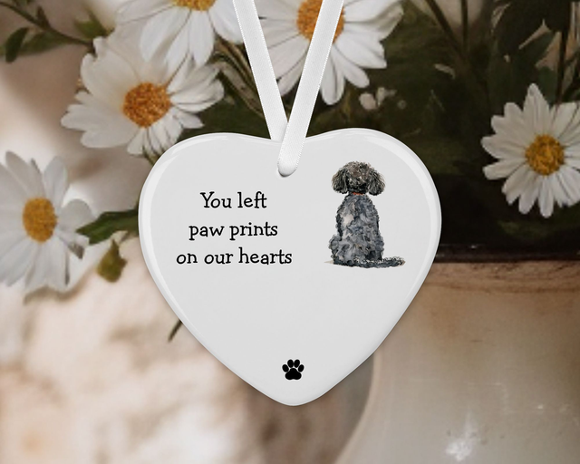 "Poodle"  Personalised Pet Memorial Ceramic Heart  