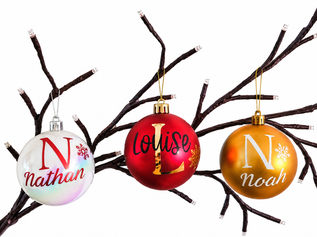 🎄 Boule de Noël personnalisée avec prénom – Un souvenir unique à suspendre au sapin ✨