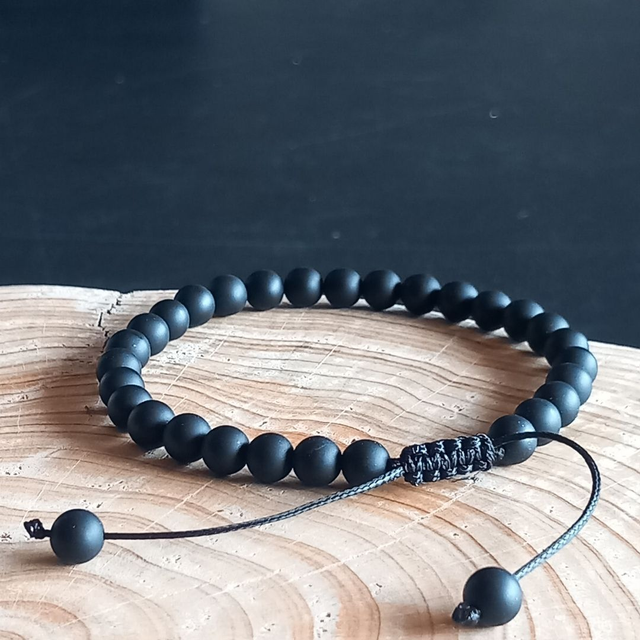 Bracelet ajustable en Onyx mat