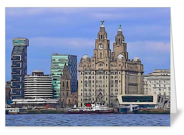 Liverpool Skyline Illustration luxury notecard