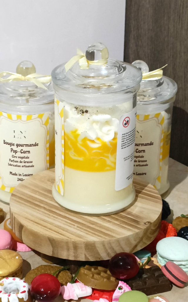 Bougie bonbonnière gourmande pop-corn