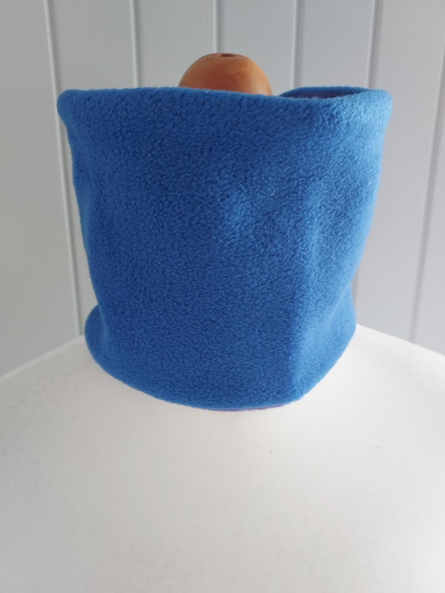Blue Fleece Neck Warmer, Snood with Purple Fleece,