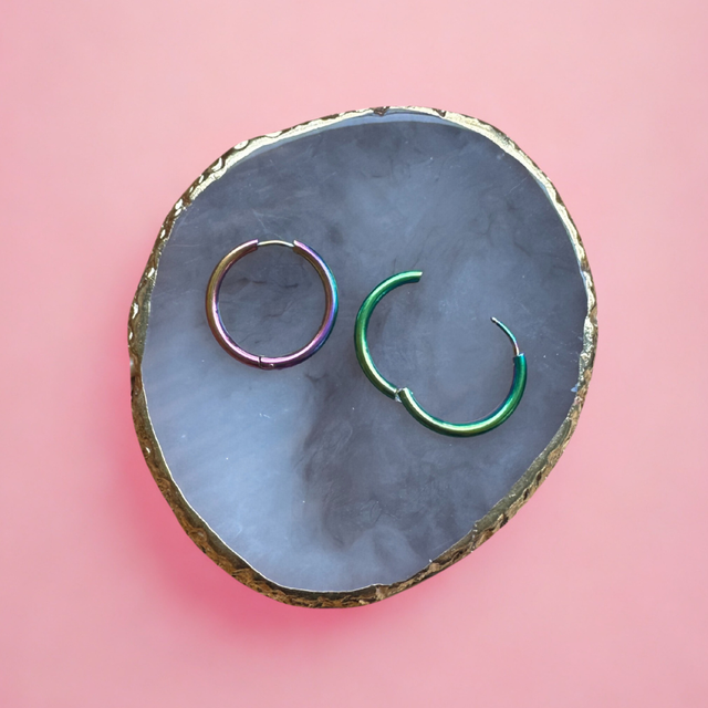 Créoles chromées arc-en-ciel - Rondes 25 mm