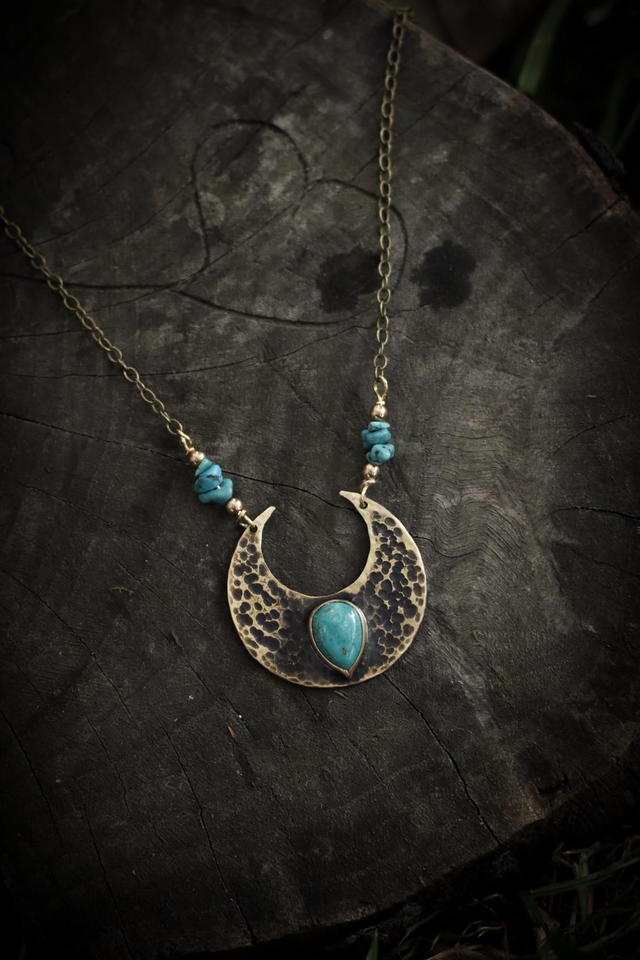 Lune - Pendentif turquoise 