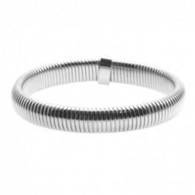 Bracciale donna in acciaio tubolare flessibile larghezza mm 8