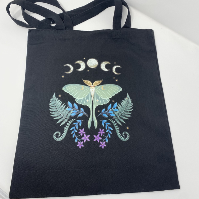 Luna Moth Black Bag