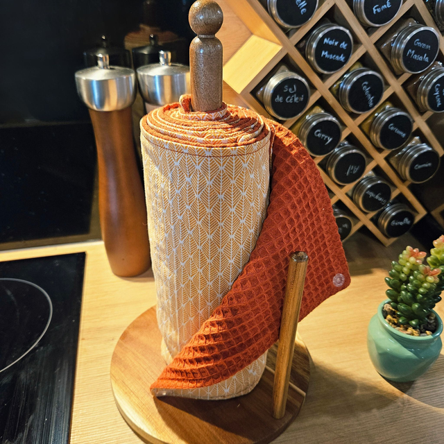 Essuie-tout feuilles géométriques jaunes