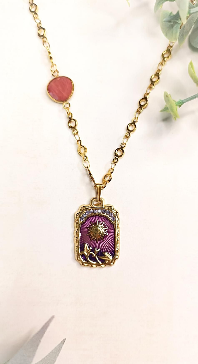 Collier SURYAH - Violet mystique - Rhodonite