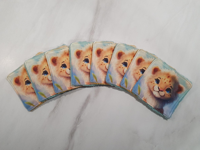 Lot de 8 lingettes Lion vertes et jaunes