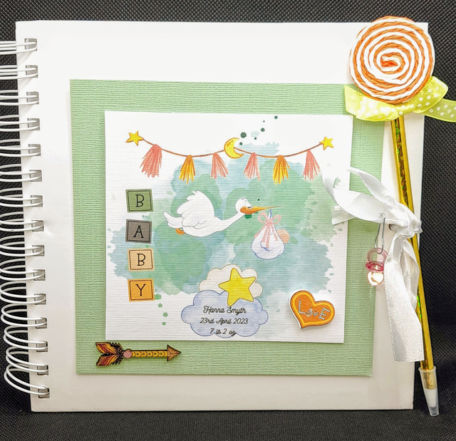 Personalised New Baby and  Christening album. Beautiful handmade gift.