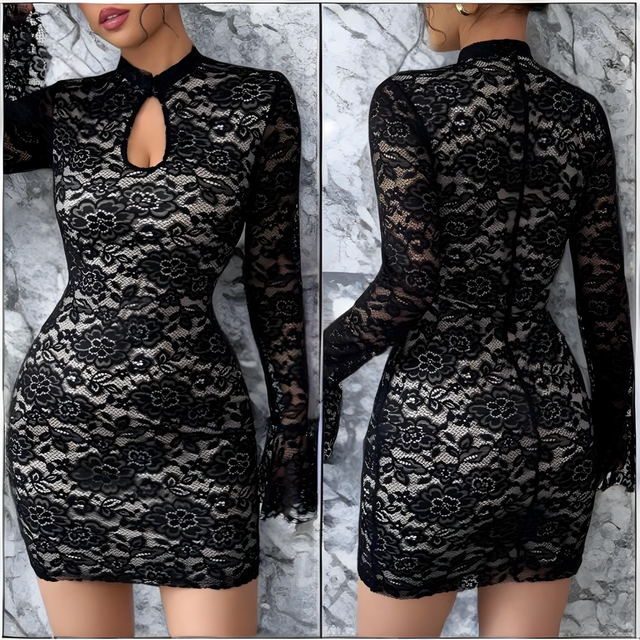 Robe Noire Dentelle Glam