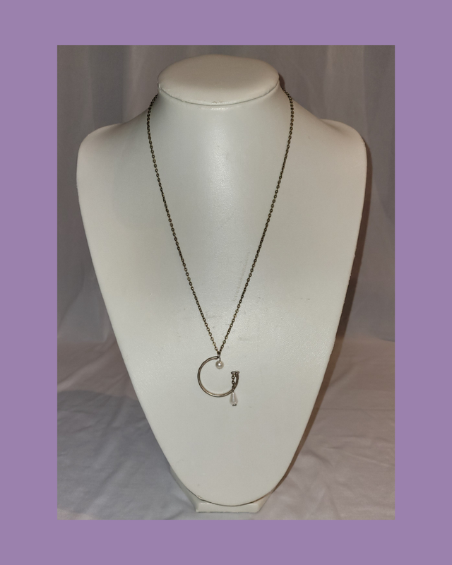 Long Gold Hoop &amp; Pearl Necklace