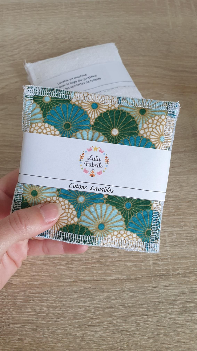 Lot de 7 cotons démaquillants VERT