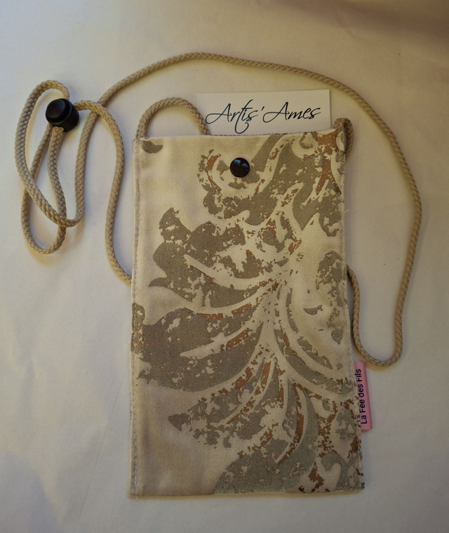 Pochette téléphone velours beige