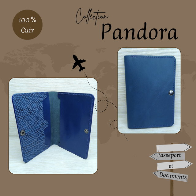 PANDORA portefeuille en cuir Bleu marine