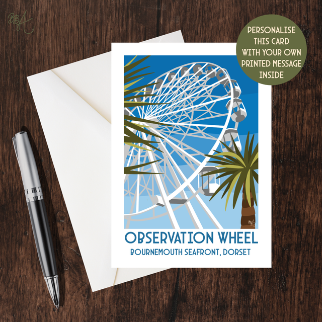 Bournemouth Observation Wheel, Travel Poster Card