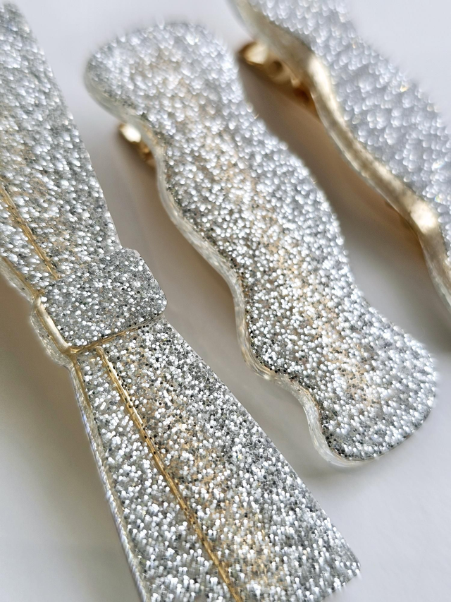 TRIO BARRETTES PAILLETTES ARGENTEES