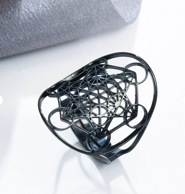Bague métatron ajustable noire