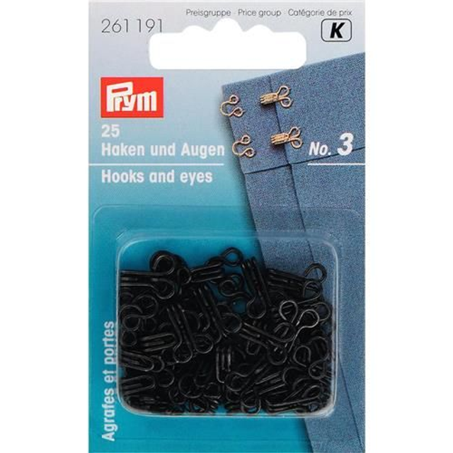 Prym Haken en ogen nr.3 zwart (261191)