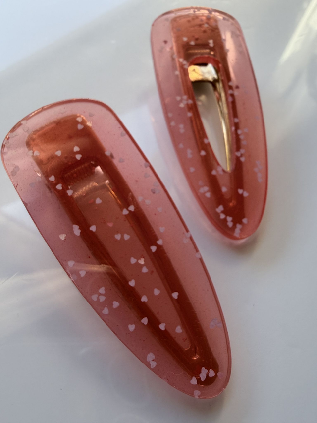 DUO BARRETTES ROSE TRANSPARENT