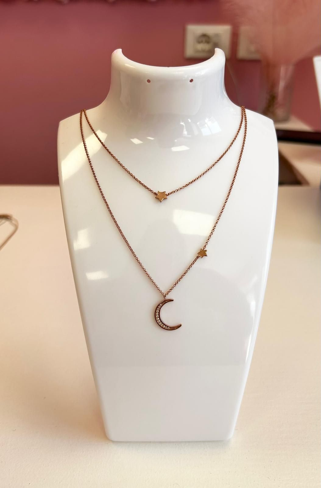 Collana doppia Luna e stelle