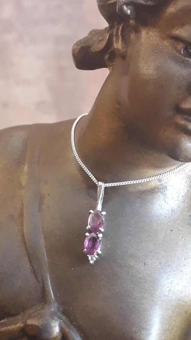 Pendentif rubis, zirconium, argent 925