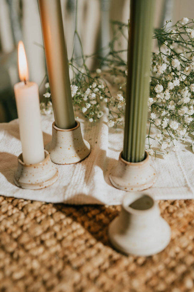 Candlestick Holder | Almond Speckle