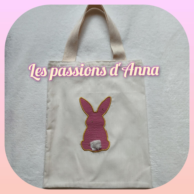Tote bag enfant lapin vieux rose
