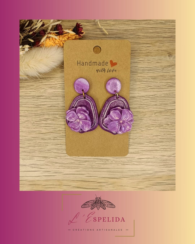 Ecussons fleuris - violets et roses