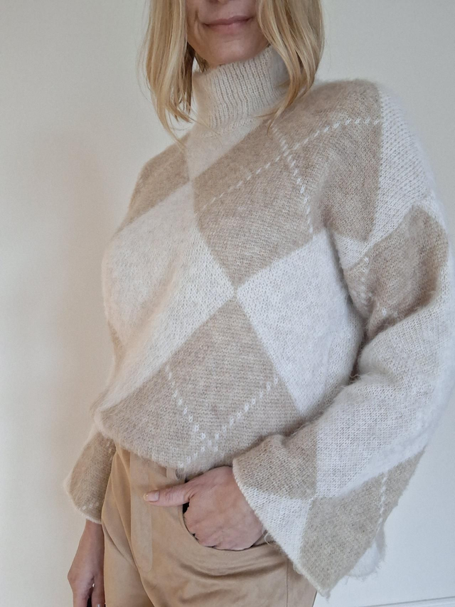 HACKBARTHS RAUTE BEIGE ROLLKRAGEN PULLOVER