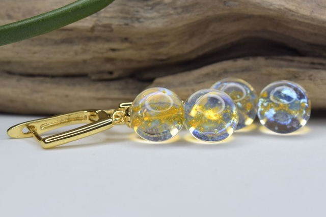 DORMEUSES DOUBLE VOIE LACTÉE TRANSPARENT MONTURE OR (DVL17)