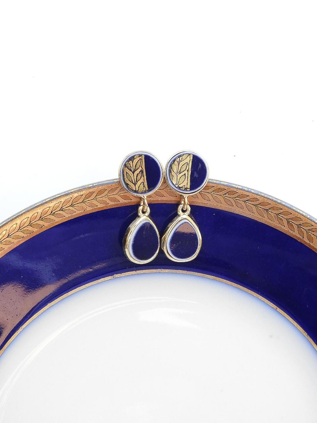 Boucles d'oreilles pendantes - porcelaine Limoges - Delinières no.3