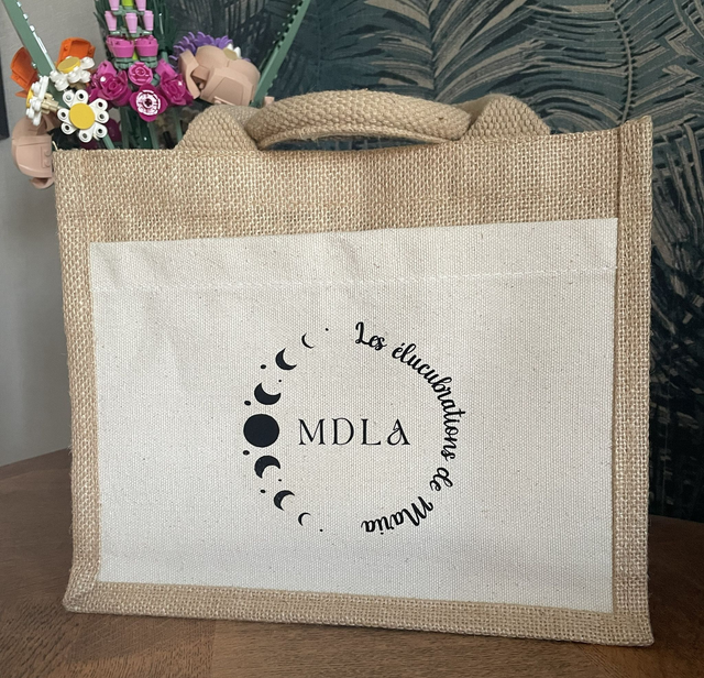 Mini cabas en toile de jute et coton - personnalisable