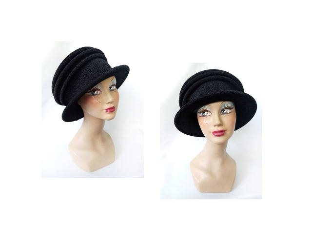 Chapeau femme noir hiver minimaliste