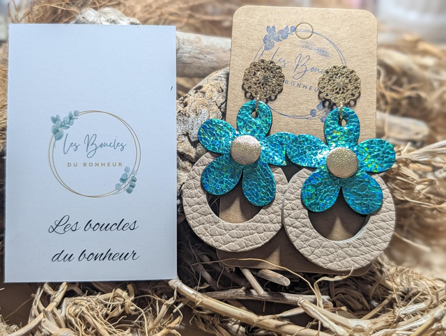 Boucles d'oreilles Baby Marguerite turquoise bm016