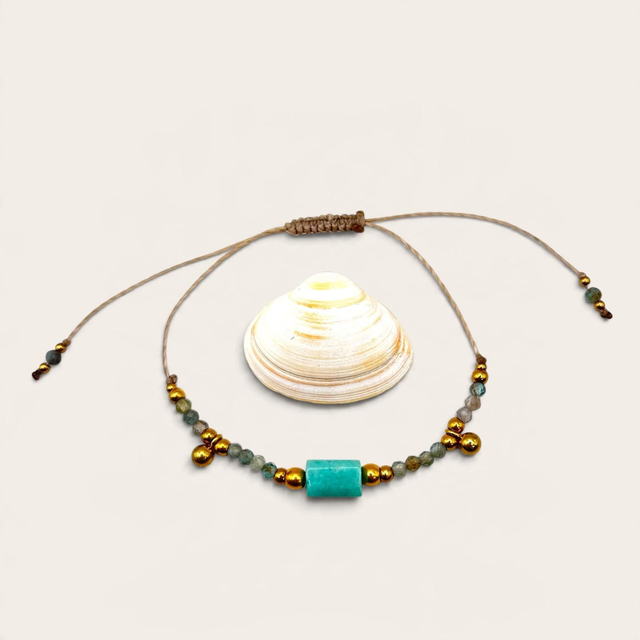 Bracelet COSTA – Pierres naturelles &amp; perles dorées