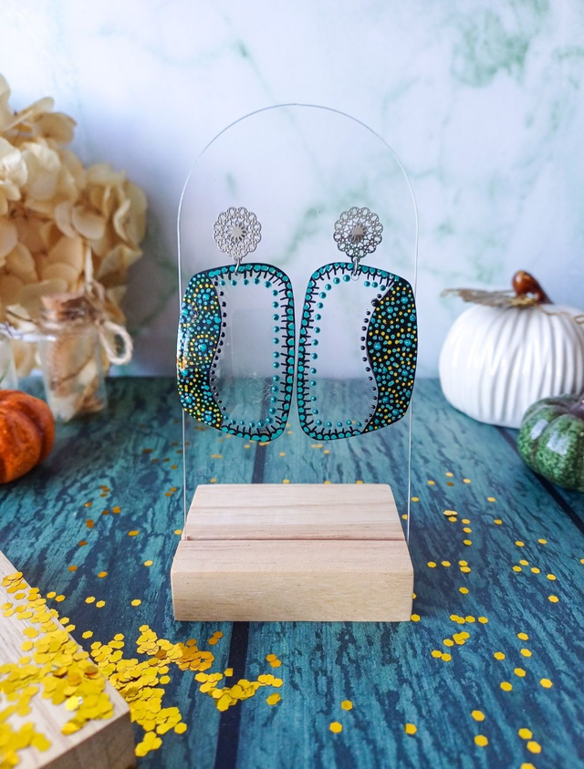 Collection Céleste - Boucles d'oreilles verres de lunettes - Nuance de Bleu