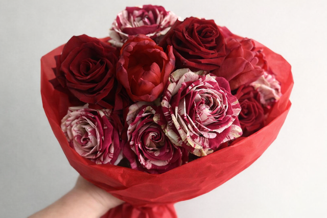 LOVE, IN ROSES  - Wrapped &amp; Tied Bouquet