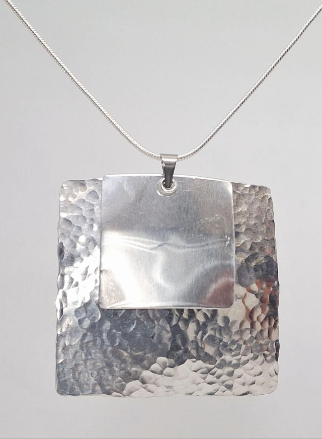 Contrasting Texture Squares Pendant