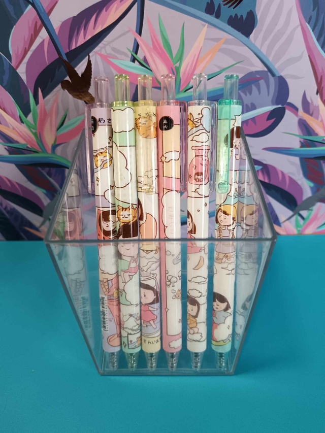 Stylo kawaii fille et chat x1 aléatoire