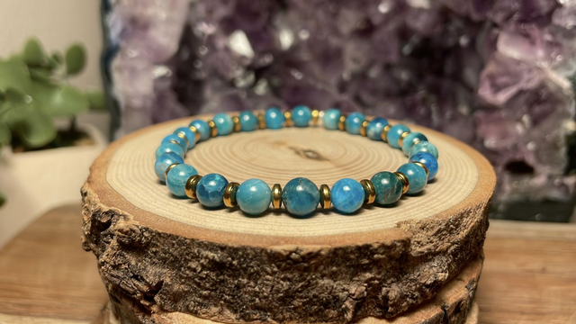 Bracelet APATITE 6mm (Avec hématites)