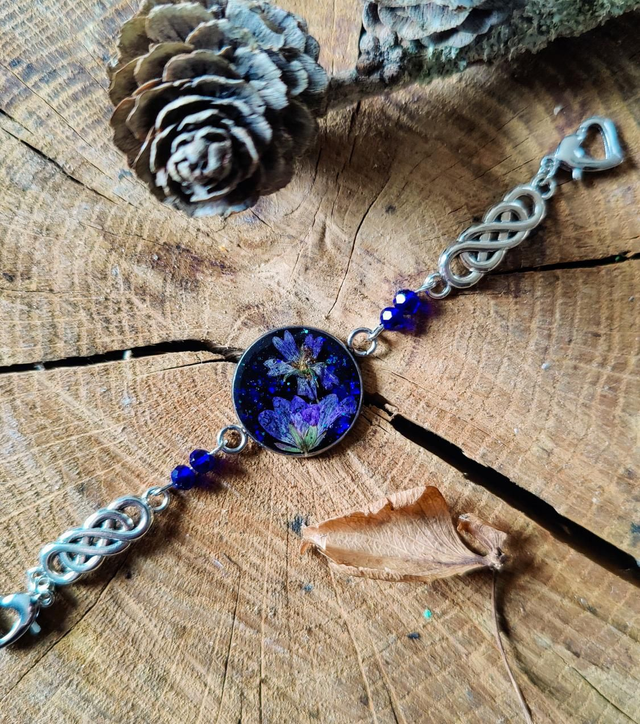 Bracelet femme modulable cabochon fleur Véronique naturelles 