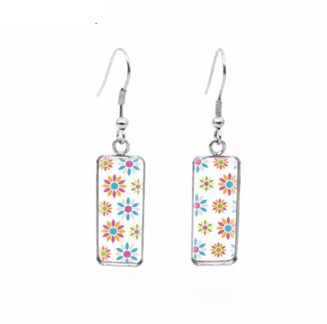 Colourful Flowers Drop Earrings