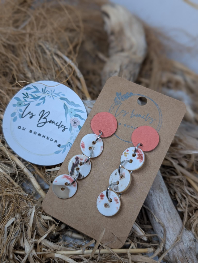 Boucles d&#039;oreilles boutons  rose bou008