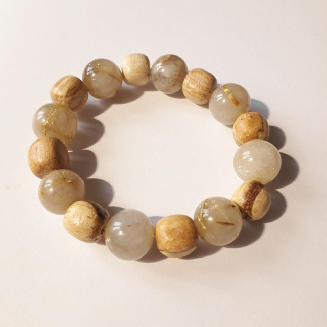 Golden Rutilated Quartz Palo Santo Bracelet