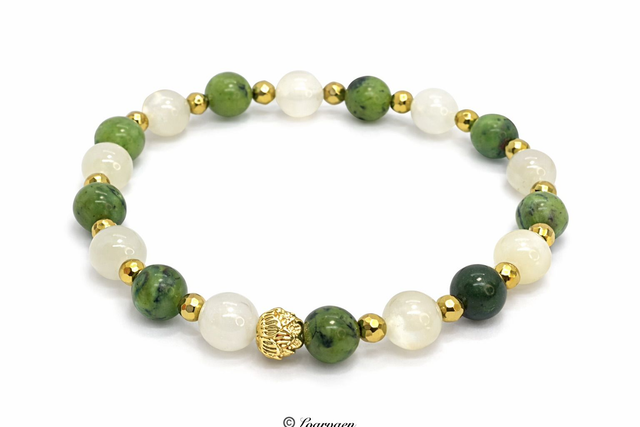 Bracelet « Bleunienn » Jade Néphrite et pierre de lune 