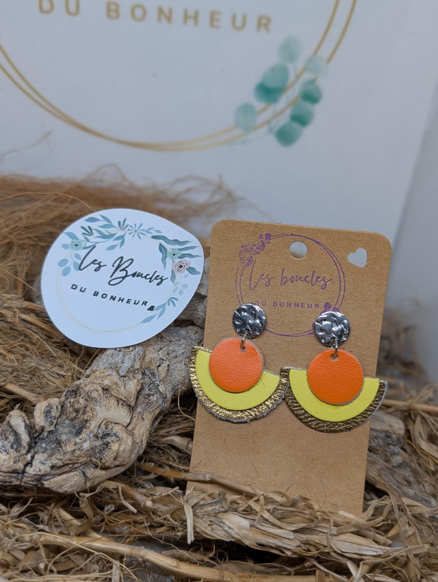 Boucles d&#039;oreilles Donatelle jaune orange bronze do238