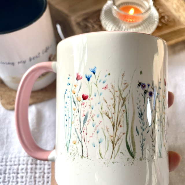Wildflowers Watercolour Pink Mug