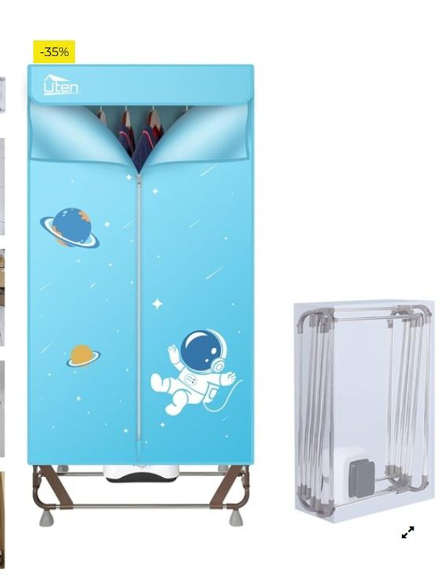 Uten Secadora de Ropa Eléctrica Portátil 1.7m, 1500W Secadora Plegable, Instalación y Almacenamiento Rápido